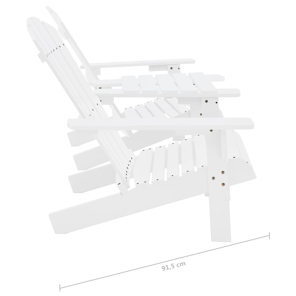 Garten-Adirondack-Stühle mit Teetisch Massivholz Tanne Weiss